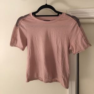 TOPSHOP pink top with mesh detail